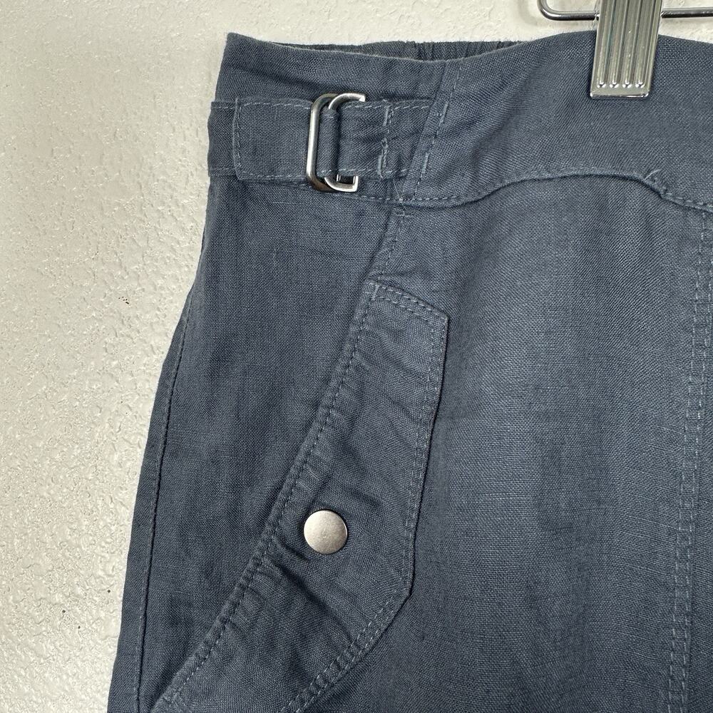 Athleta Voyager Linen Pants Women 20 Plus Granite Blue Relaxed Comfort Crop - Picture 6 of 13